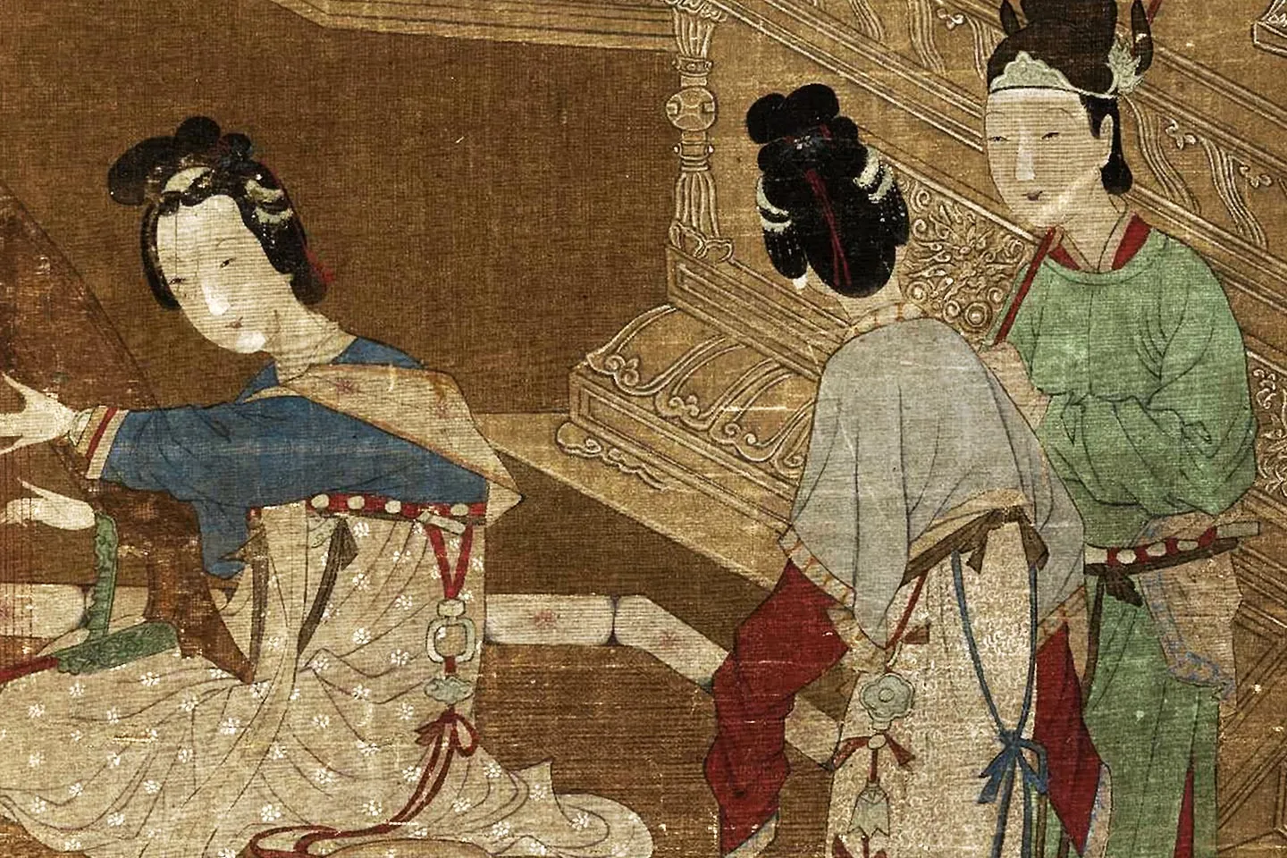 仇珠仕女人物画《女乐图》局部 (2)