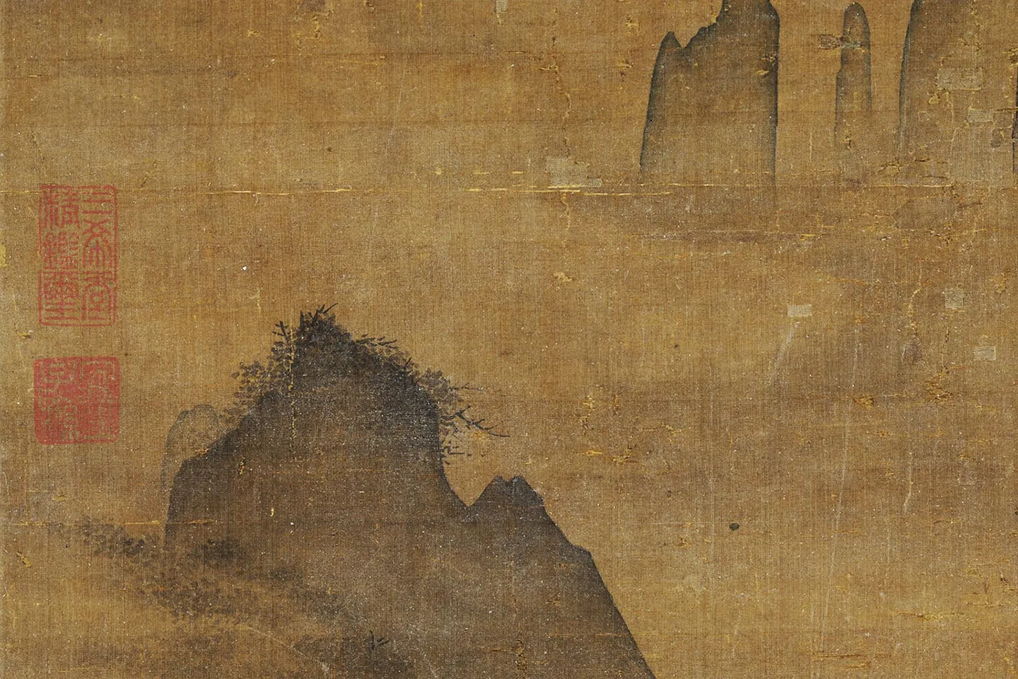 赵干秋景山水画《烟霭秋涉图》局部 (8)