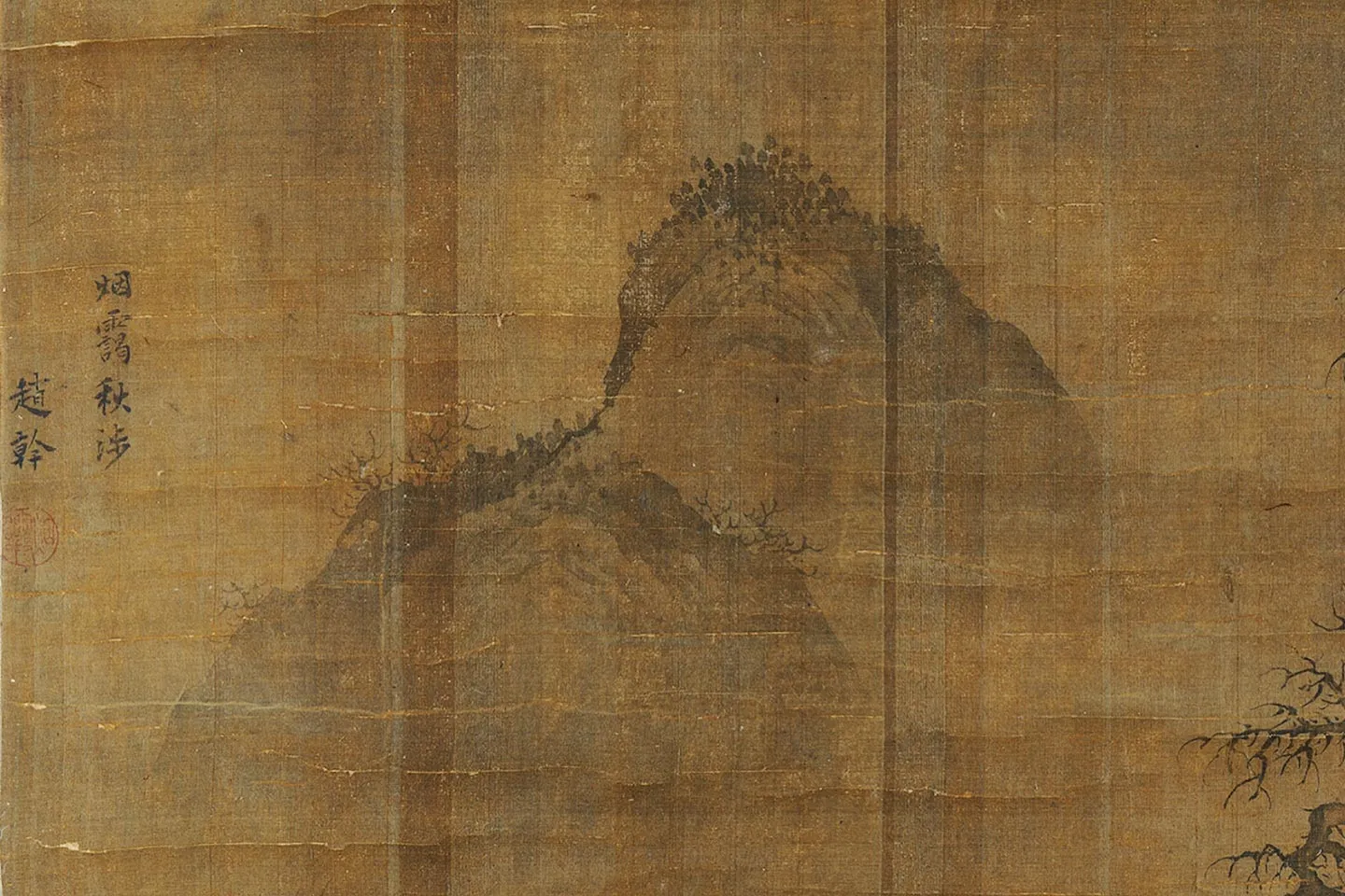 赵干山水画《烟霭秋涉图》局部 (1)