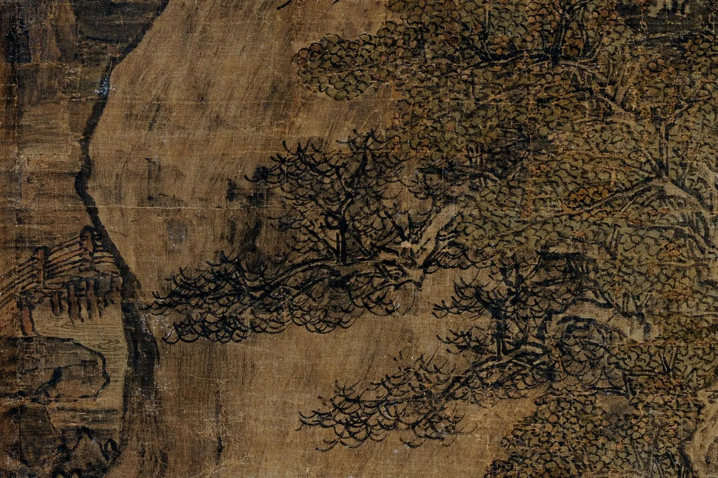 关仝山水画《秋山晚翠图》局部 (1)