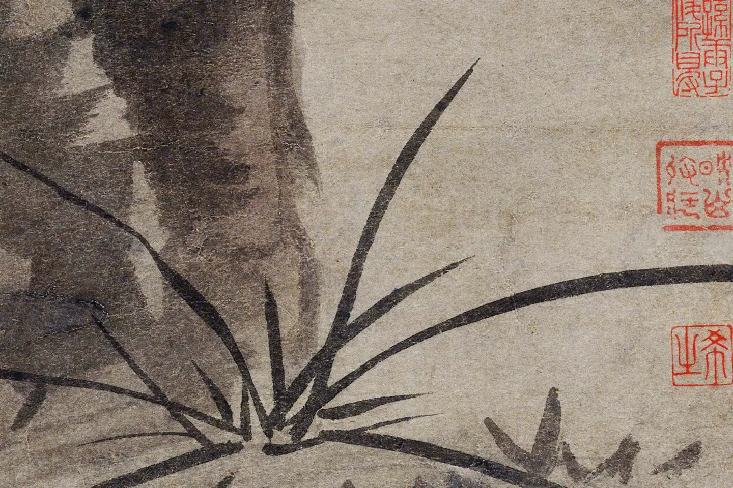 吴镇《墨竹坡石图》局部 (1)