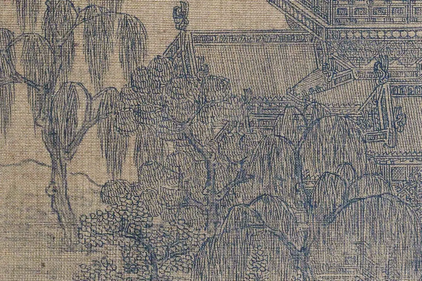 夏永界画山水《丰乐楼图》高清大图局部 (2)