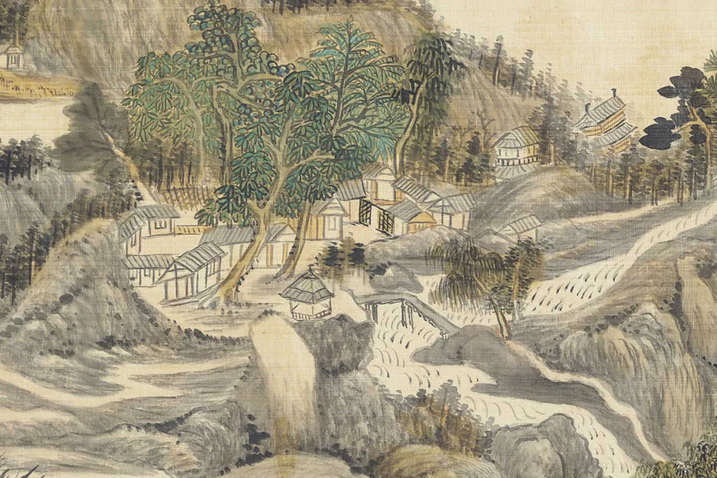 王敬铭山水画《炉峰山万叠图》局部 (2)