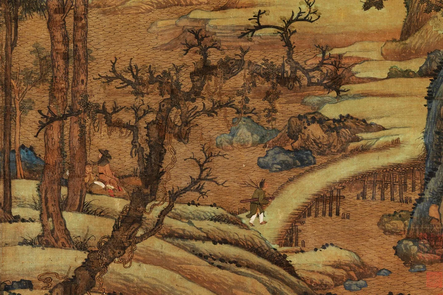 董源《江堤晚景图》局部 (2)