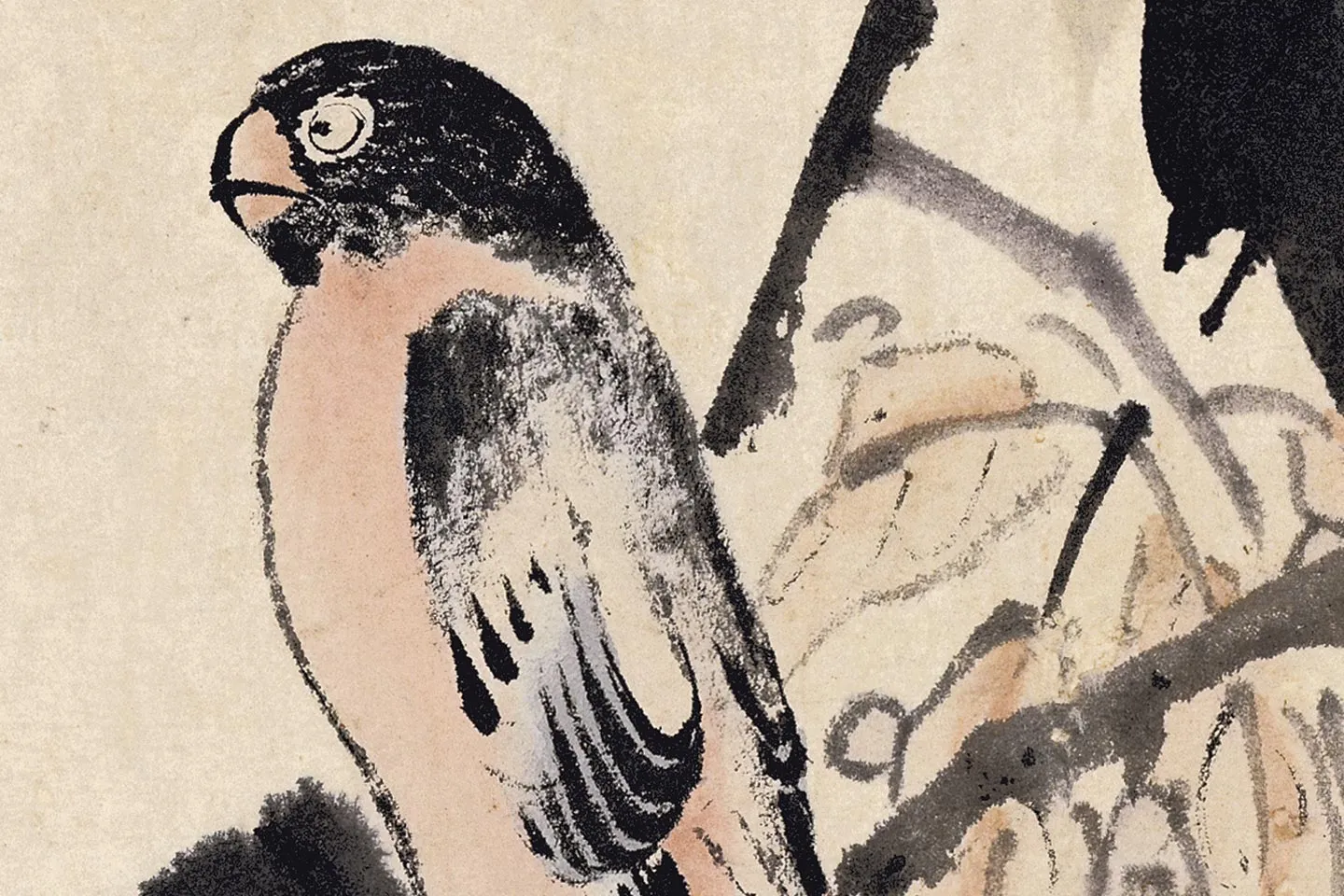 蓝瑛花鸟画《秋色梧桐图》局部 (1)