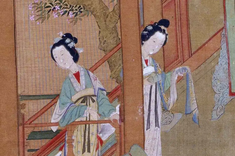 仇英工笔重彩画《人物故事图》局部 (5)