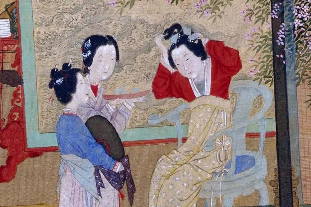 仇英工笔重彩画《人物故事图》局部 (3)