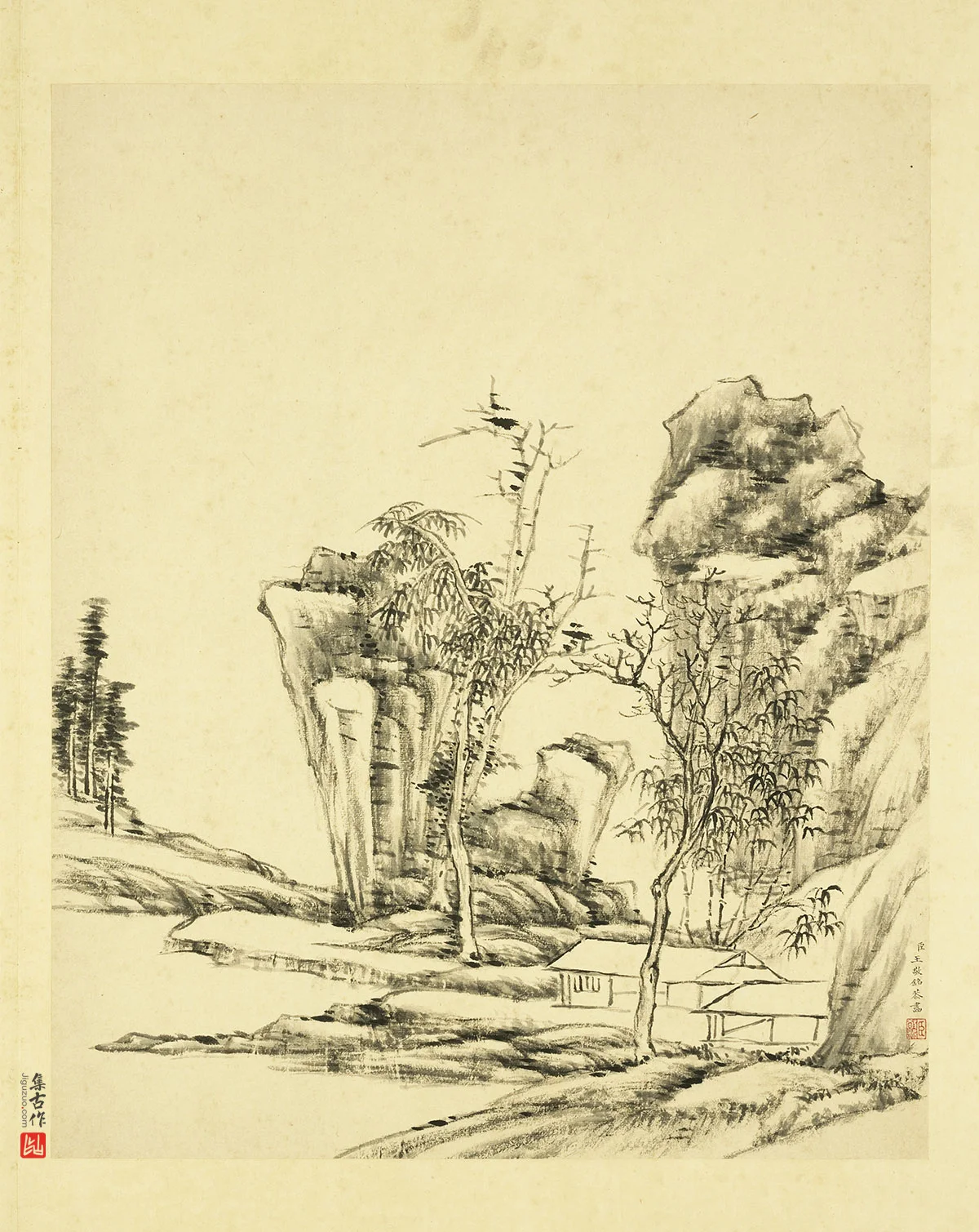 王敬铭《仿倪瓒山水》