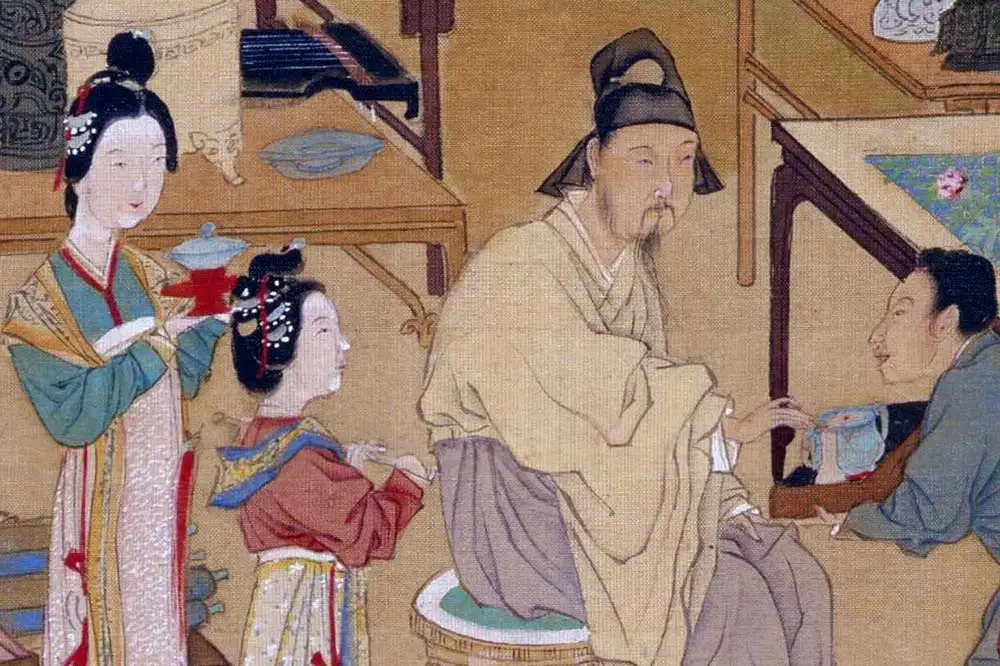 仇英工笔重彩画《人物故事图》局部 (8)