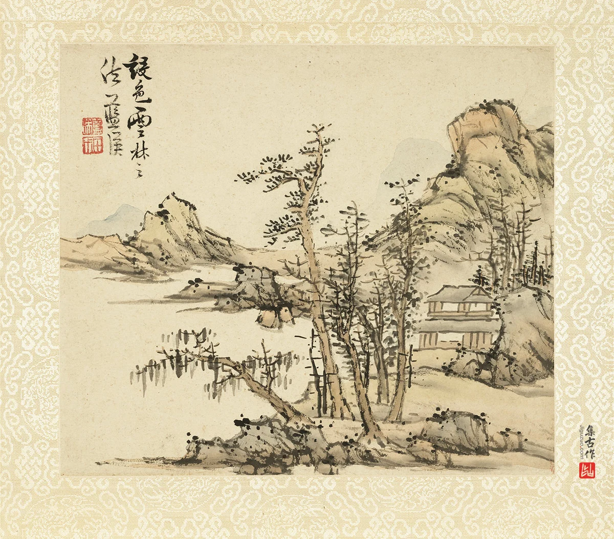 蓝瑛临倪瓒设色云林之法