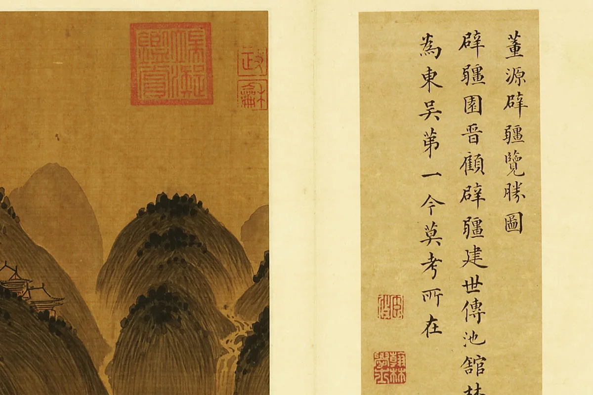 董源山水《辟疆览胜图》局部 (3)