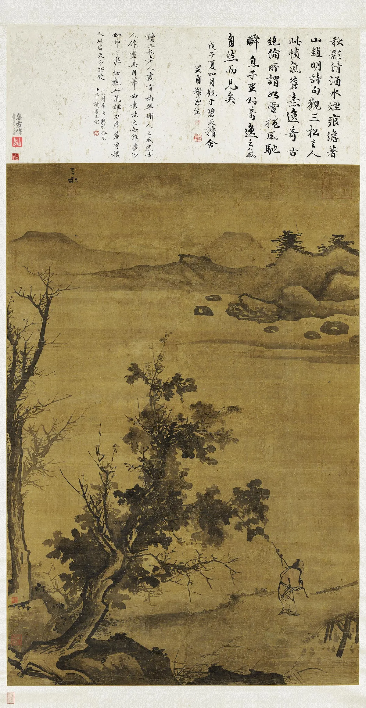 蒋嵩山水画《归渔图》轴