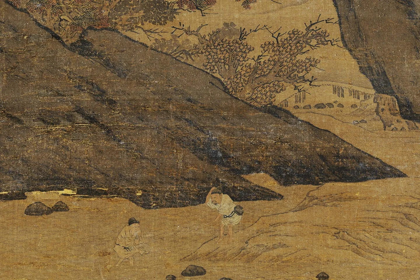 赵干秋景山水画《烟霭秋涉图》局部 (2)