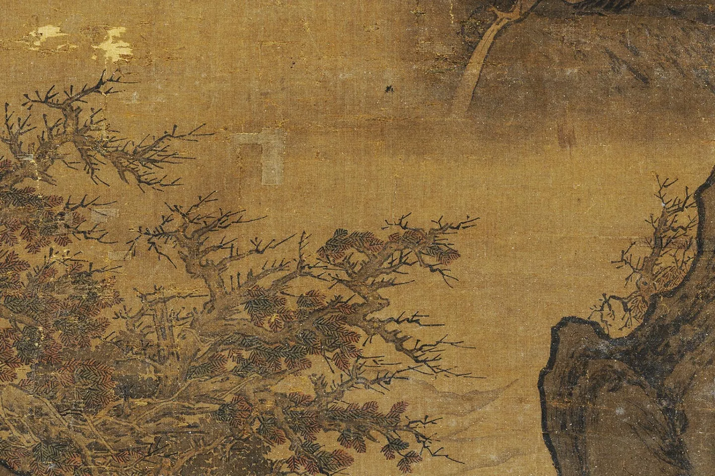 赵干秋景山水画《烟霭秋涉图》局部 (3)