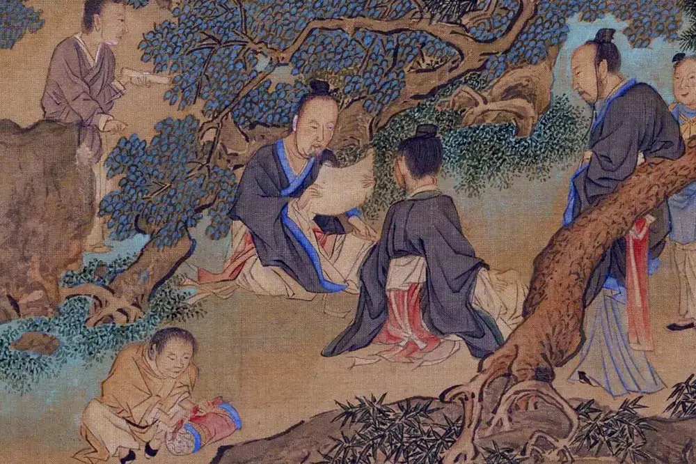 仇英工笔重彩画《人物故事图》局部 (20)