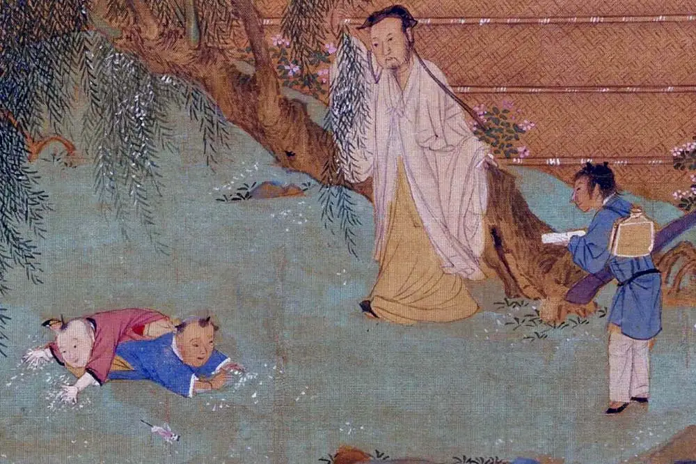 仇英工笔重彩画《人物故事图》局部 (6)