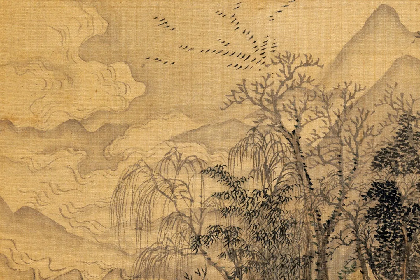 清·王翚山水画《霜柯脩竹图》局部 (1)