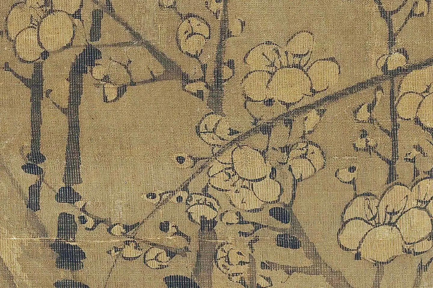 王冕画梅花《南枝春早图》高清大图局部 (2)