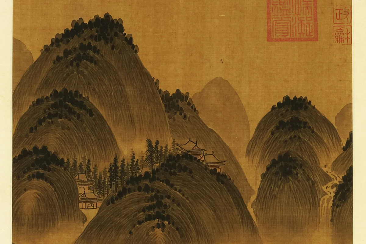 董源山水《辟疆览胜图》局部 (1)