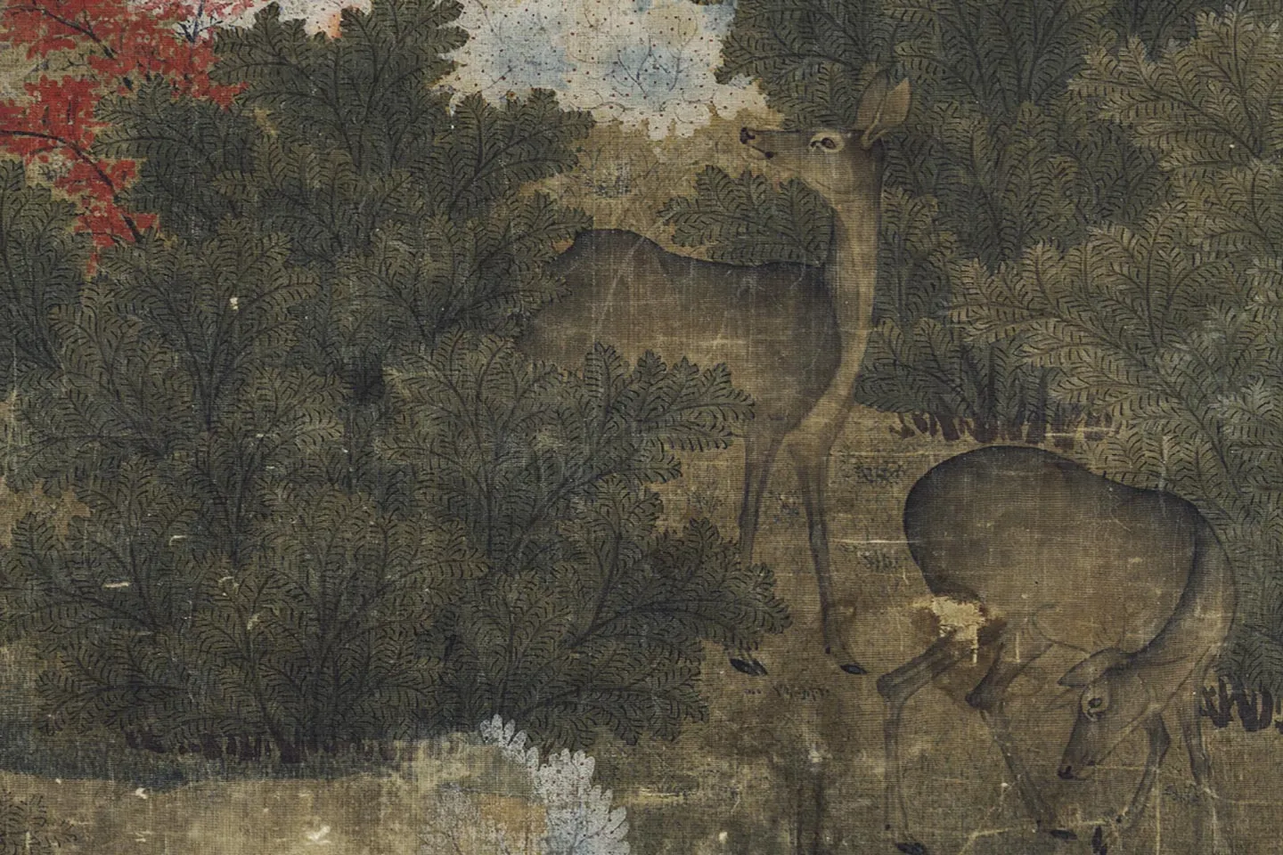 五代《秋林群鹿图》局部 (2)
