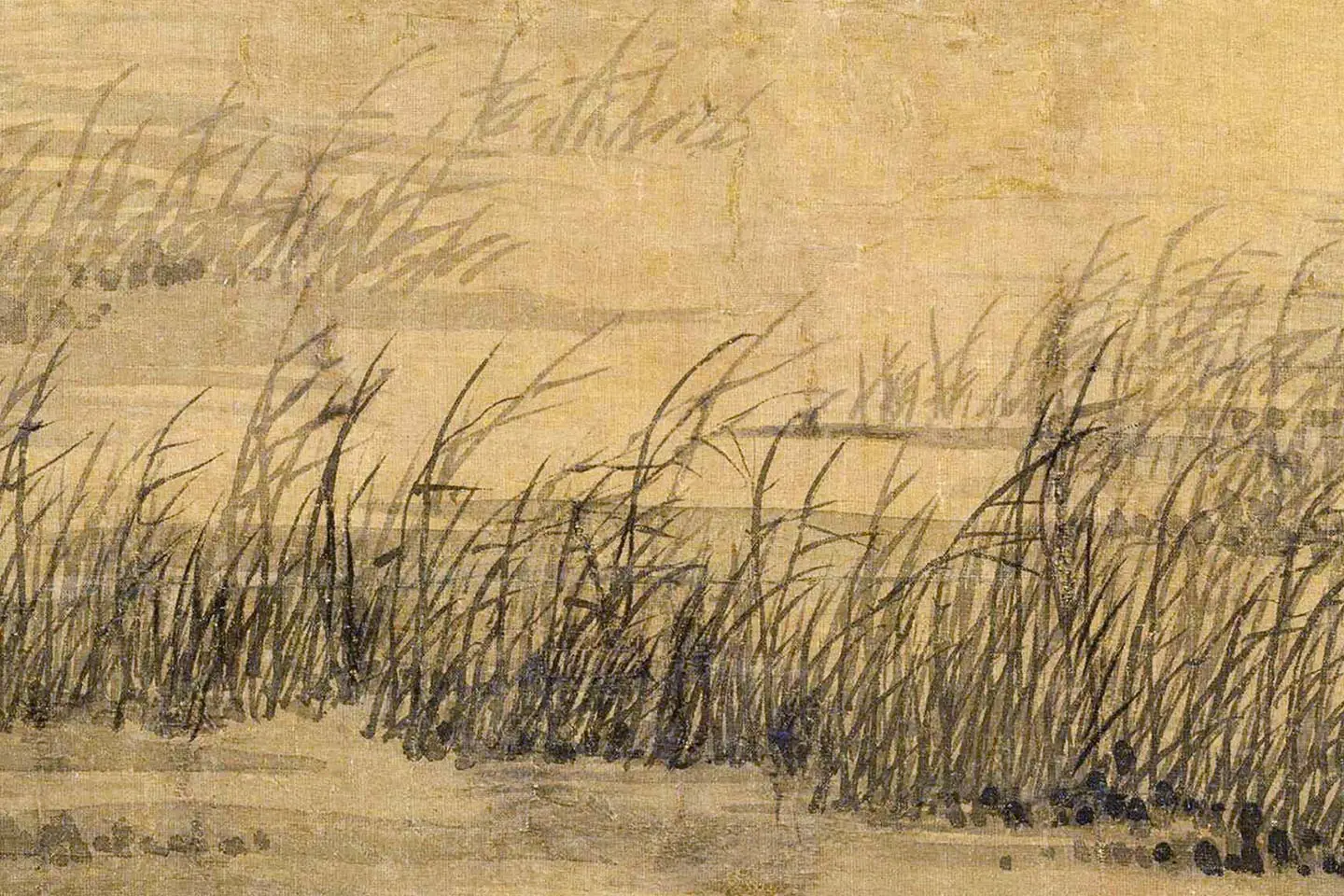 吴镇山水《芦花寒雁图》局部 (3)