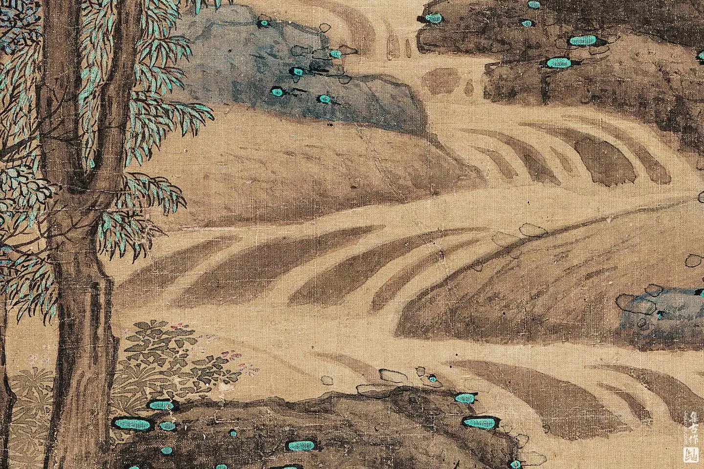 蓝瑛山水《松萝晚翠图》局部 (3)