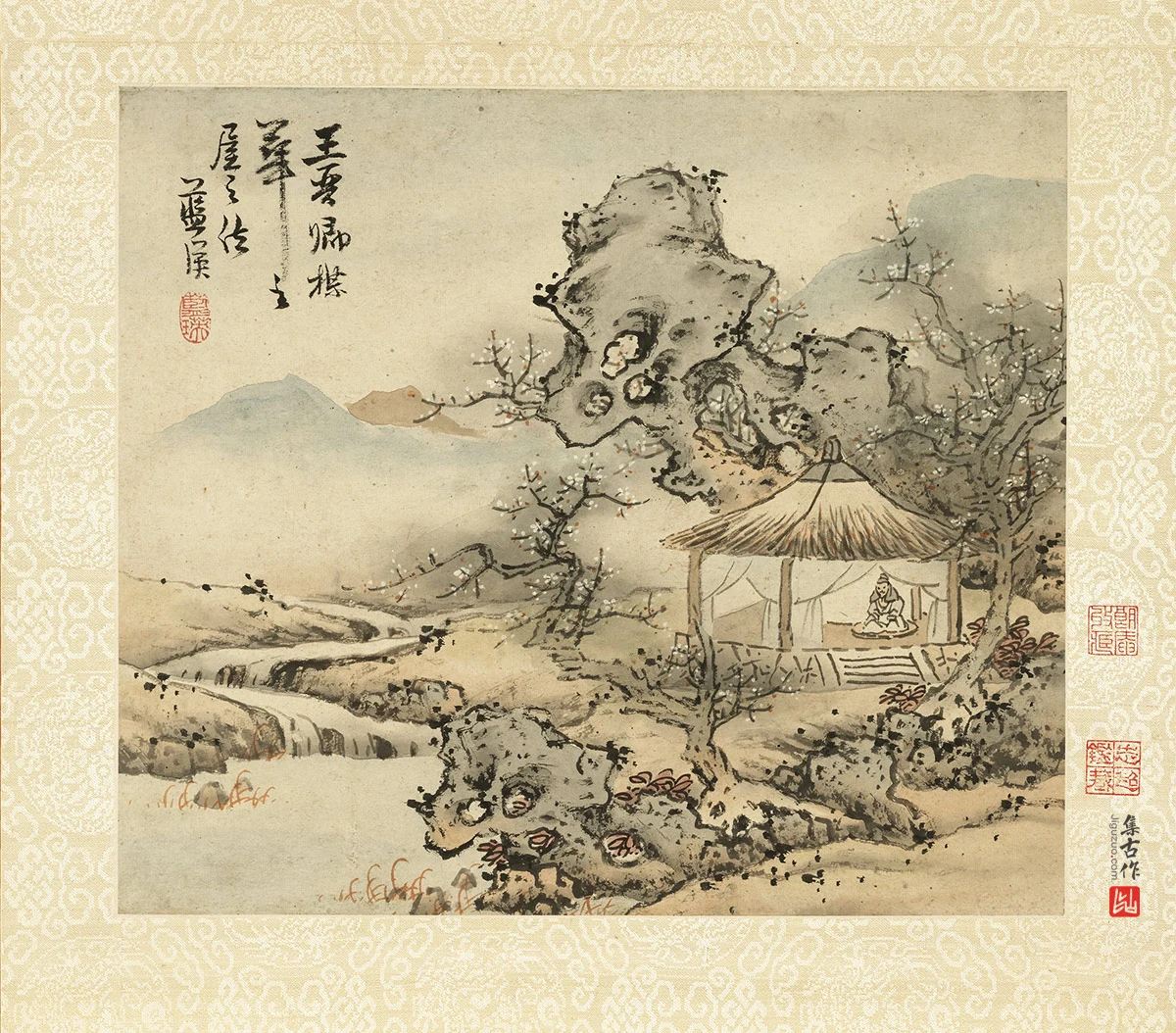 蓝瑛临王诜山水画法