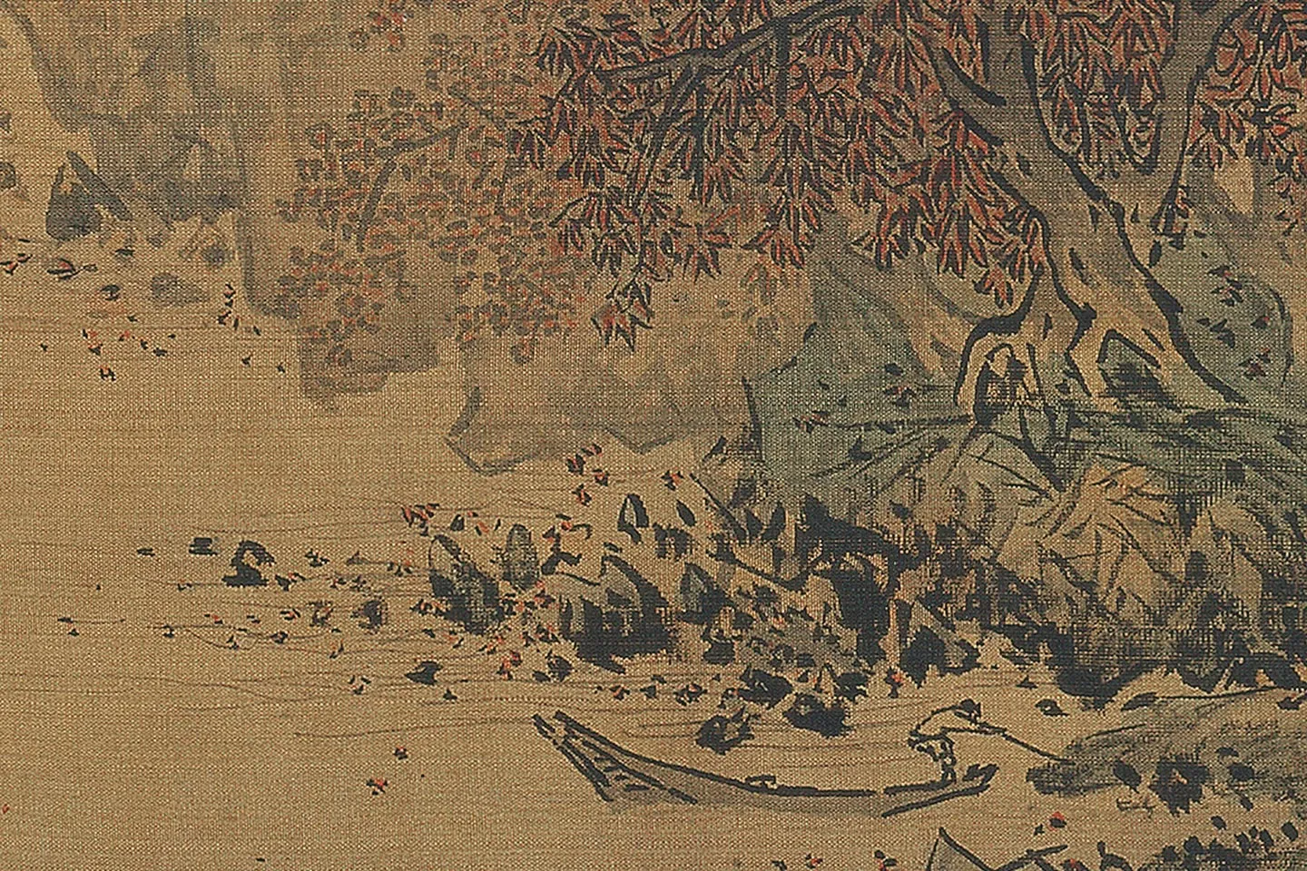 萧照《秋山红树图》高清大图局部 (1)