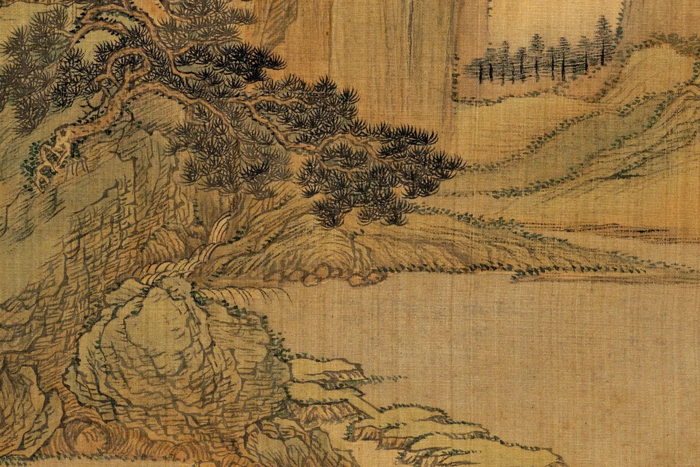 王翚仿古青绿山水《仿赵孟頫九夏松风》局部 (2)