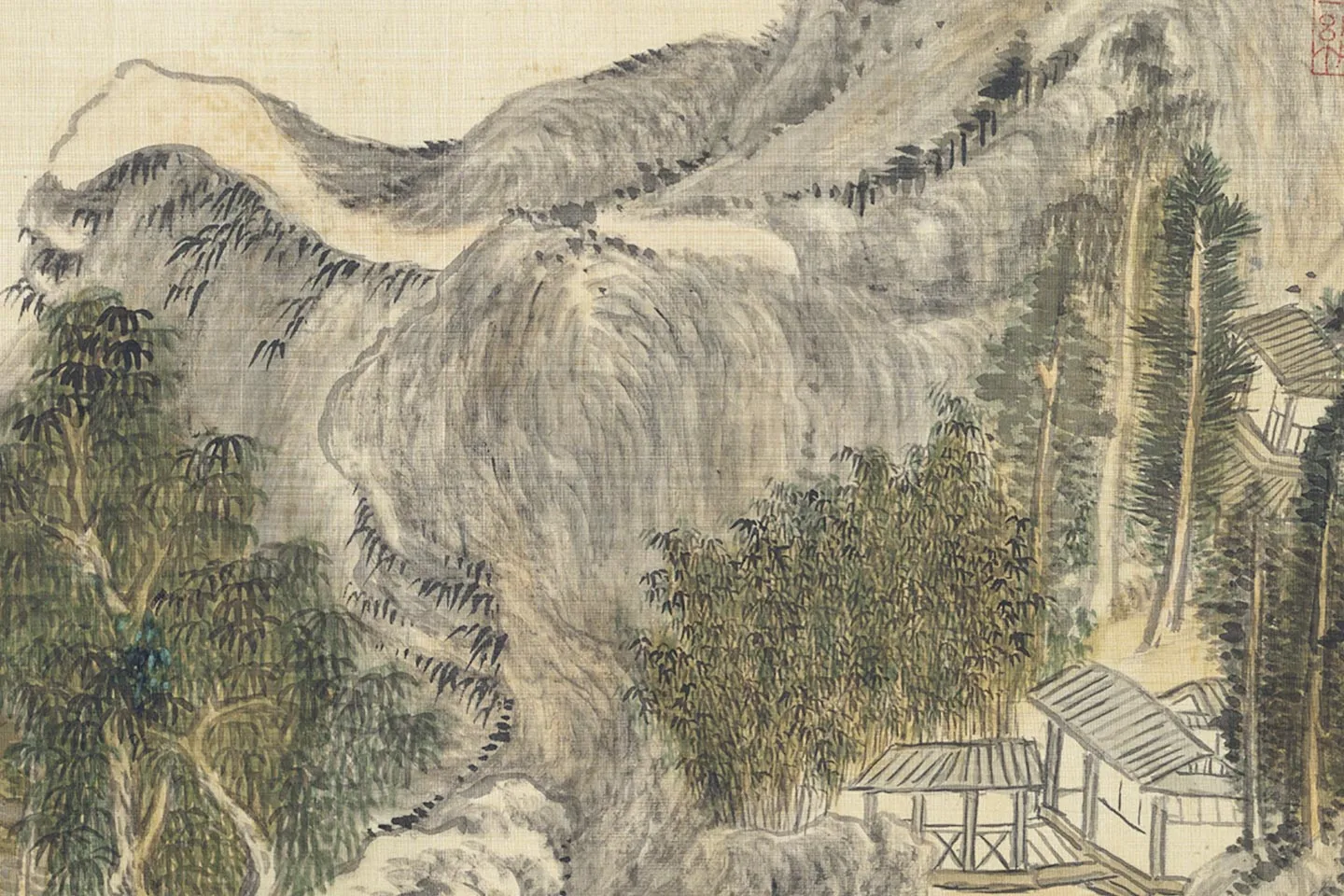王敬铭山水画《炉峰山万叠图》局部 (10)