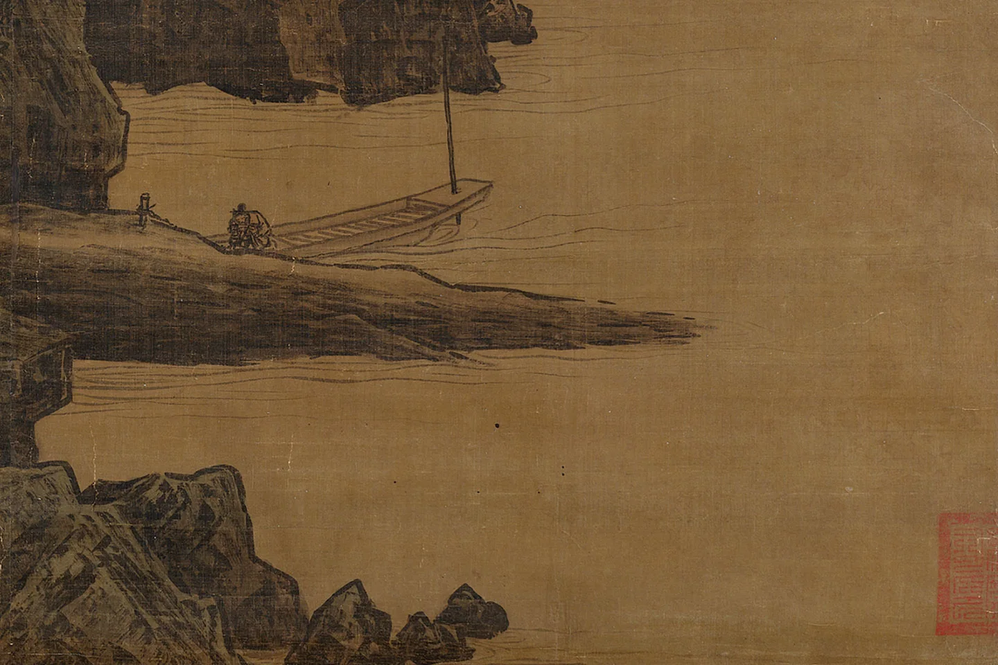 萧照山水画《山腰楼观图》局部 (2)