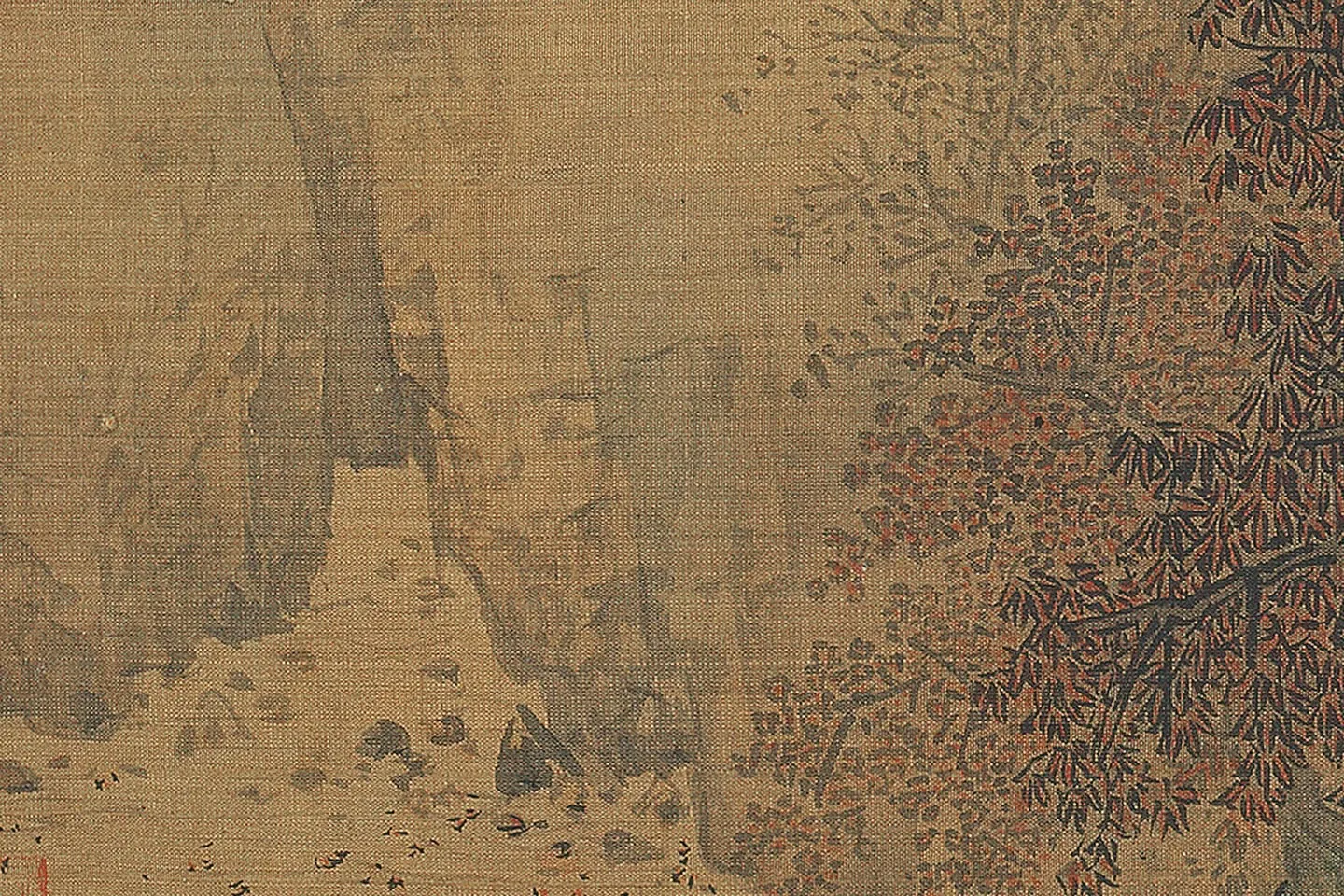 萧照《秋山红树图》高清大图局部 (3)