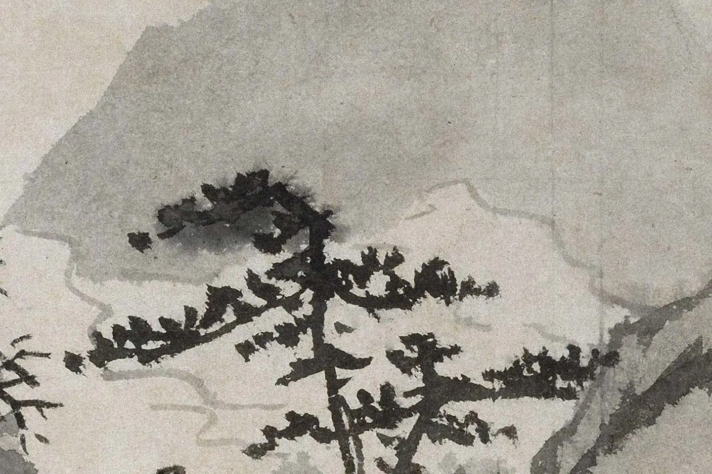 沈周水墨山水《杖藜远眺图》高清大图局部 (4)