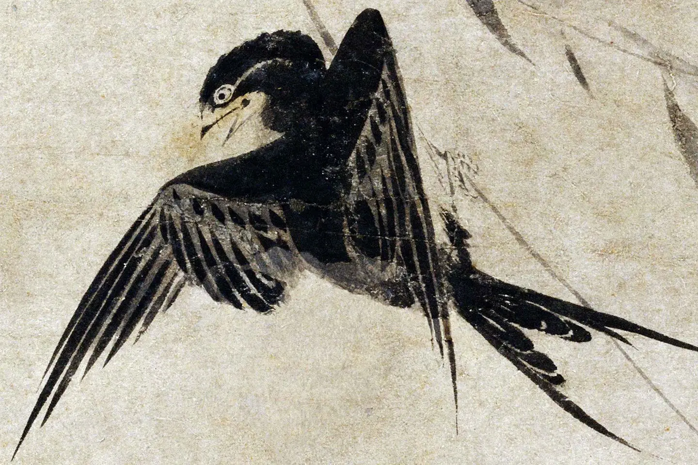 盛昌年《柳燕图》局部 (1)