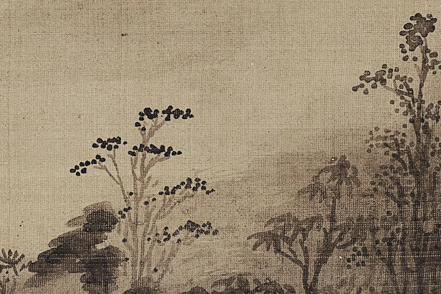 陈继儒山水画《云山幽趣图》高清大图局部 (7)