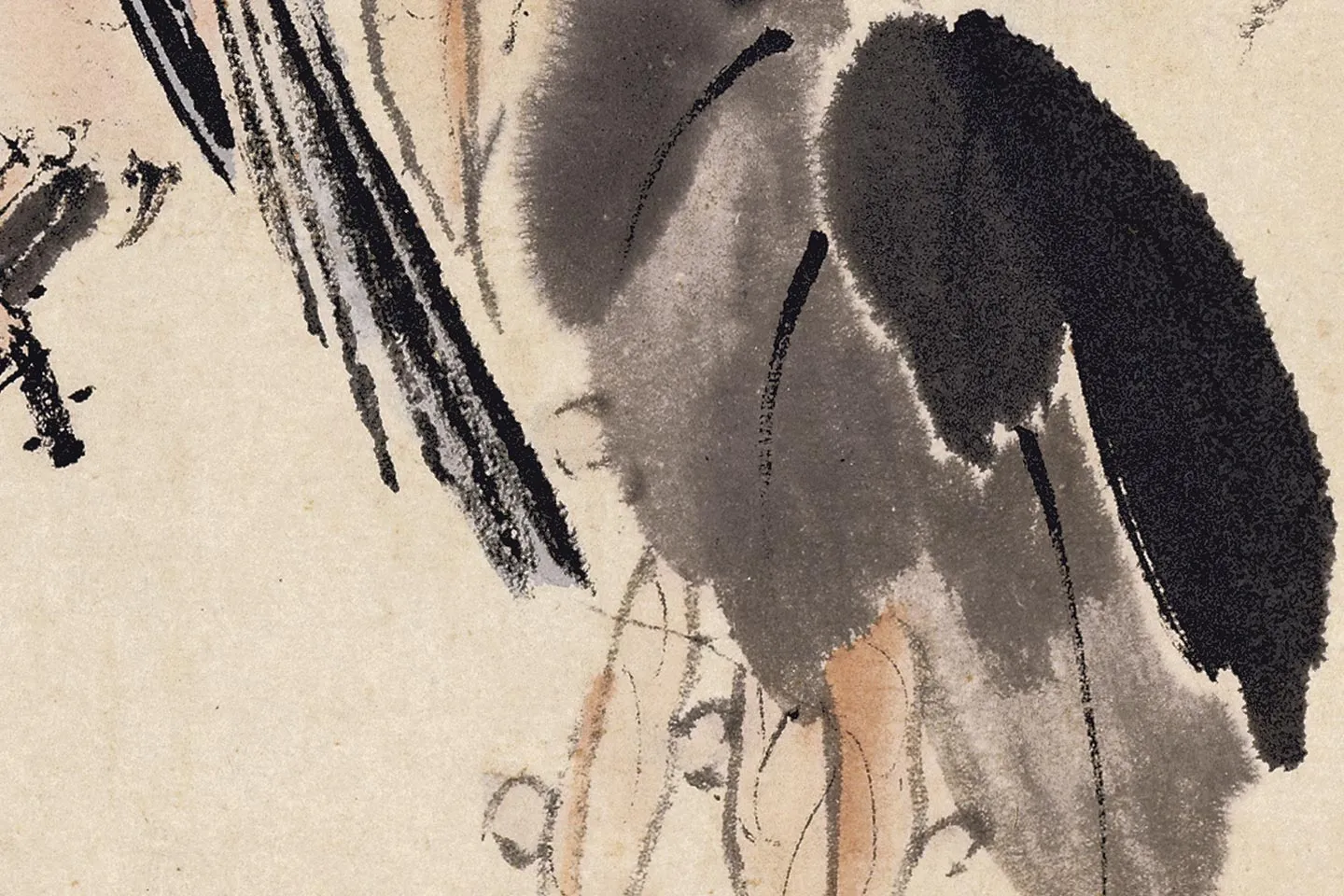 蓝瑛花鸟画《秋色梧桐图》局部 (2)