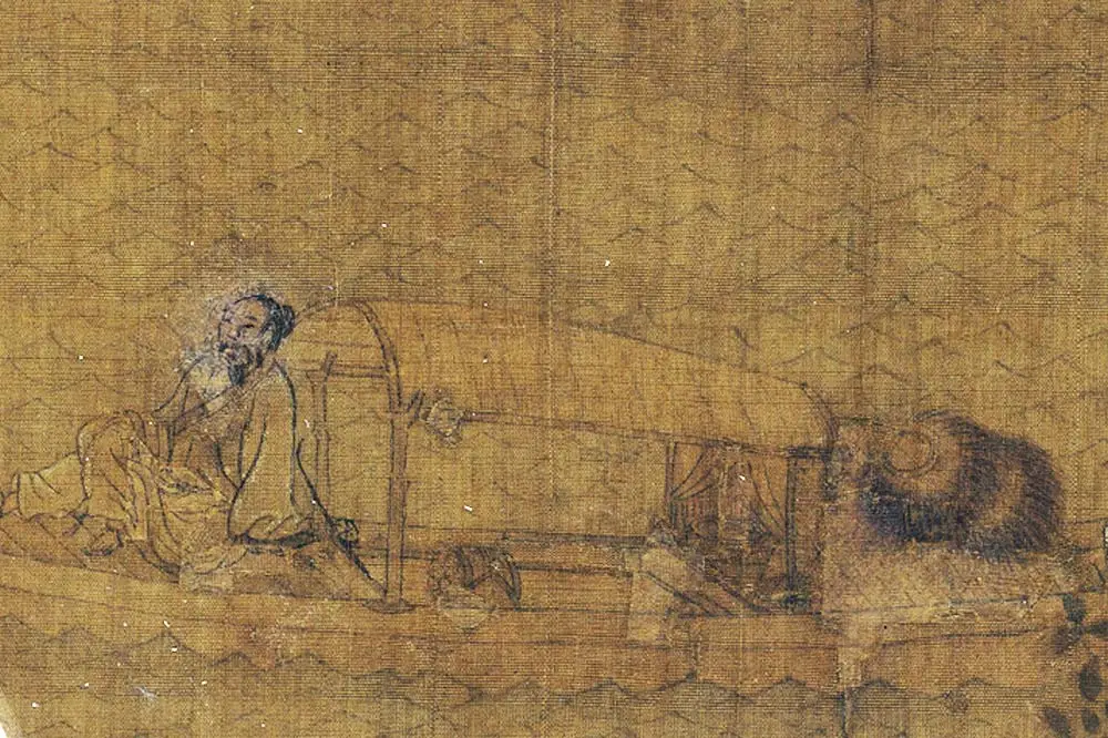 王诜山水人物画《清溪泛艇图》局部 (1)