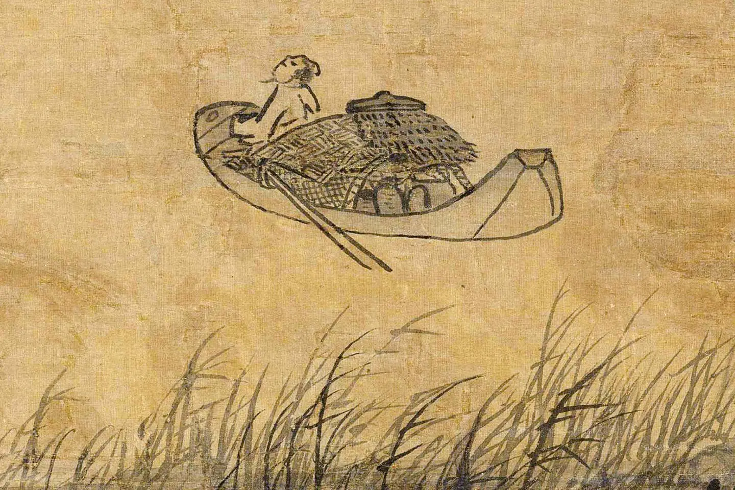 吴镇山水《芦花寒雁图》局部 (1)