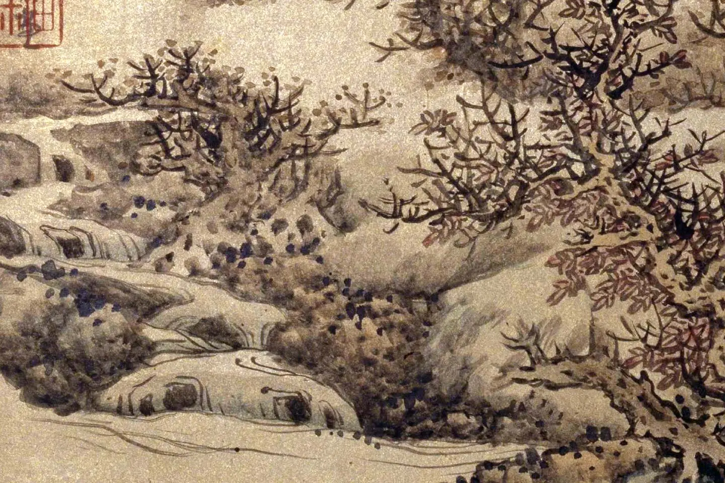 蓝瑛山水册页《澄观图》局部 (1)