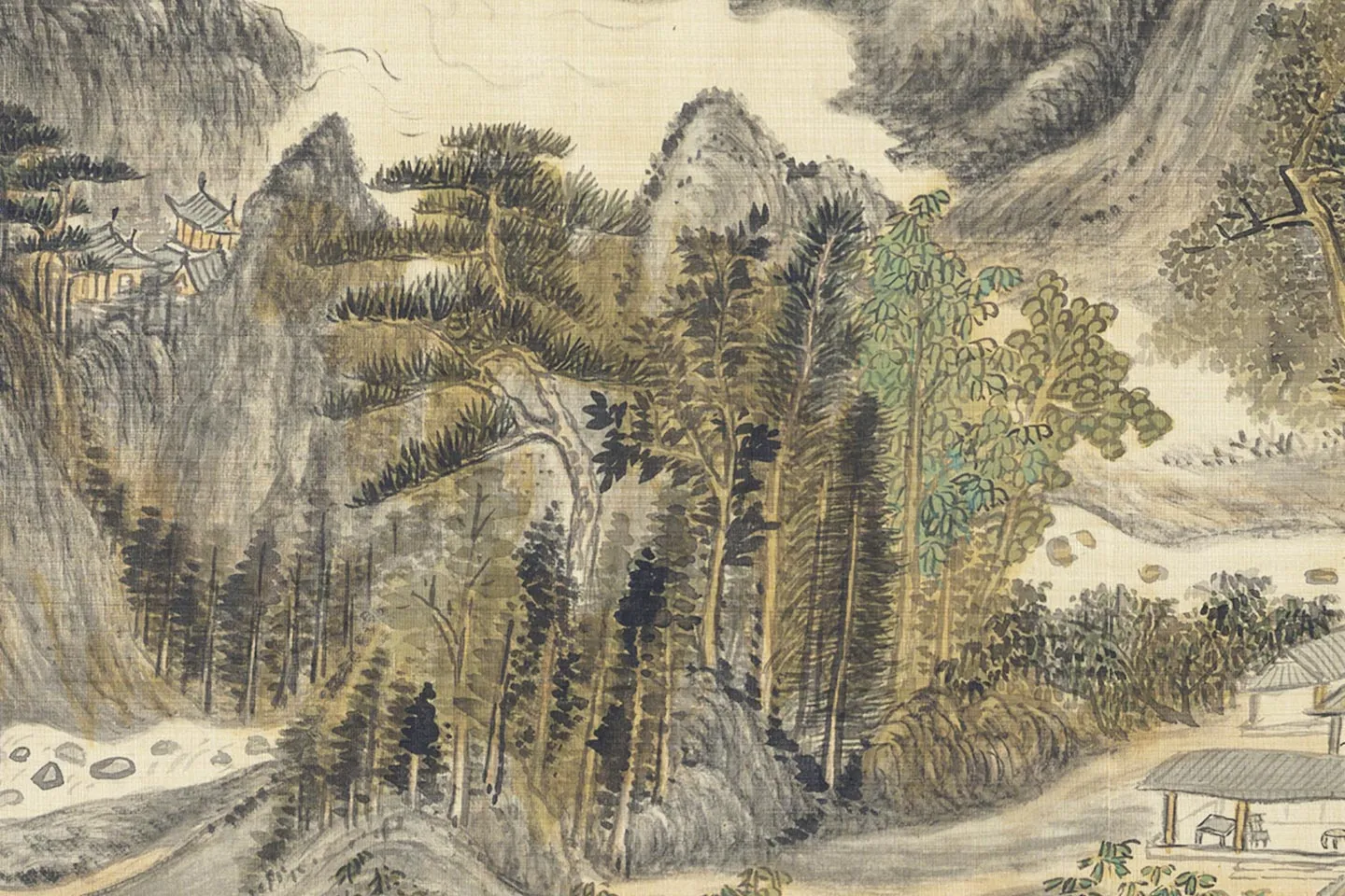 王敬铭山水画《炉峰山万叠图》局部 (4)