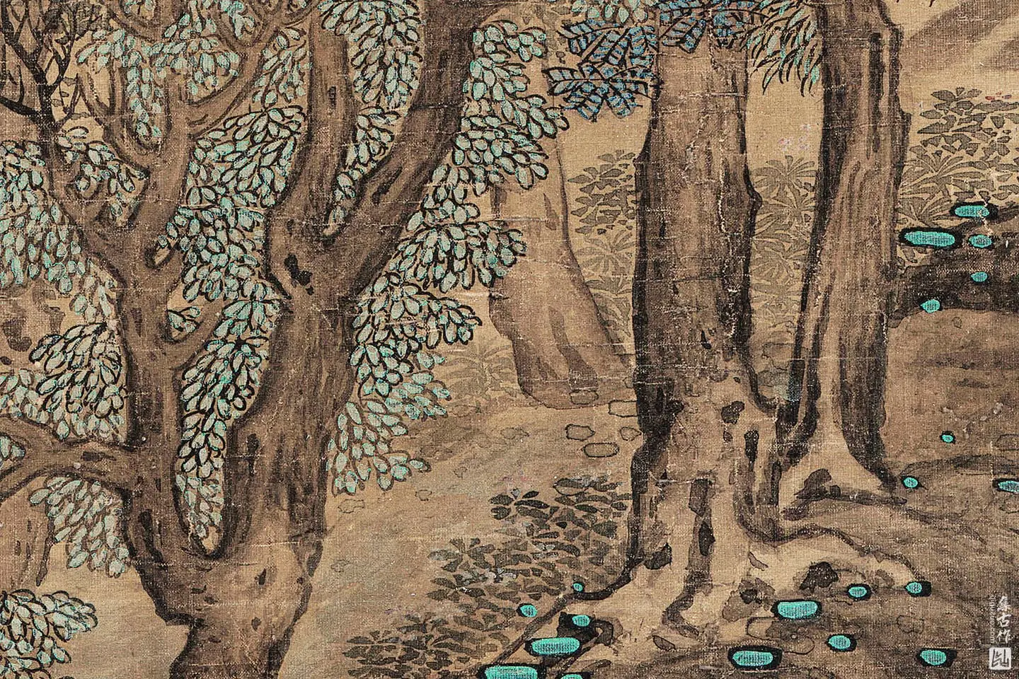 蓝瑛山水《松萝晚翠图》局部 (2)