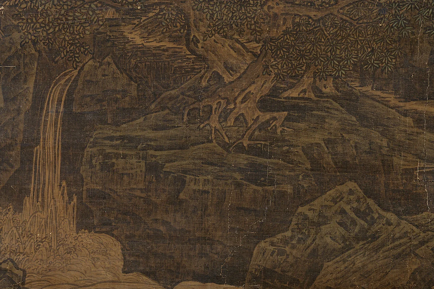 萧照山水画《山腰楼观图》局部 (1)