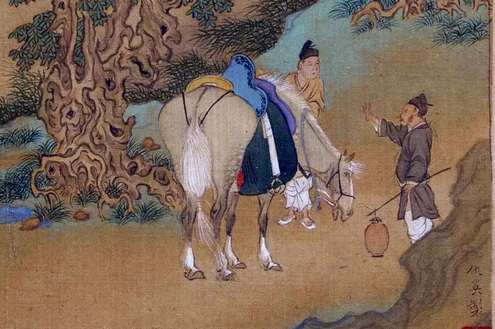 仇英工笔重彩画《人物故事图》局部 (14)