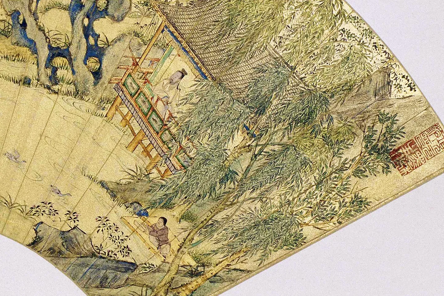 仇英扇面画《兰亭图》局部 (1)