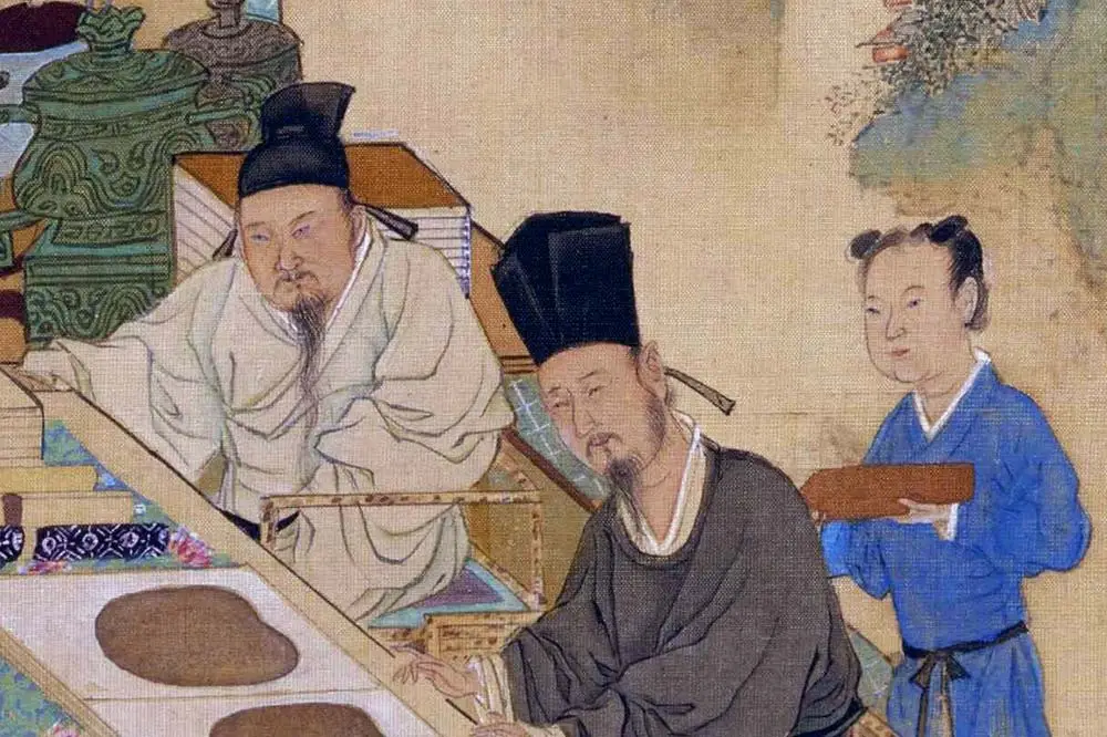 仇英工笔重彩画《人物故事图》局部 (10)