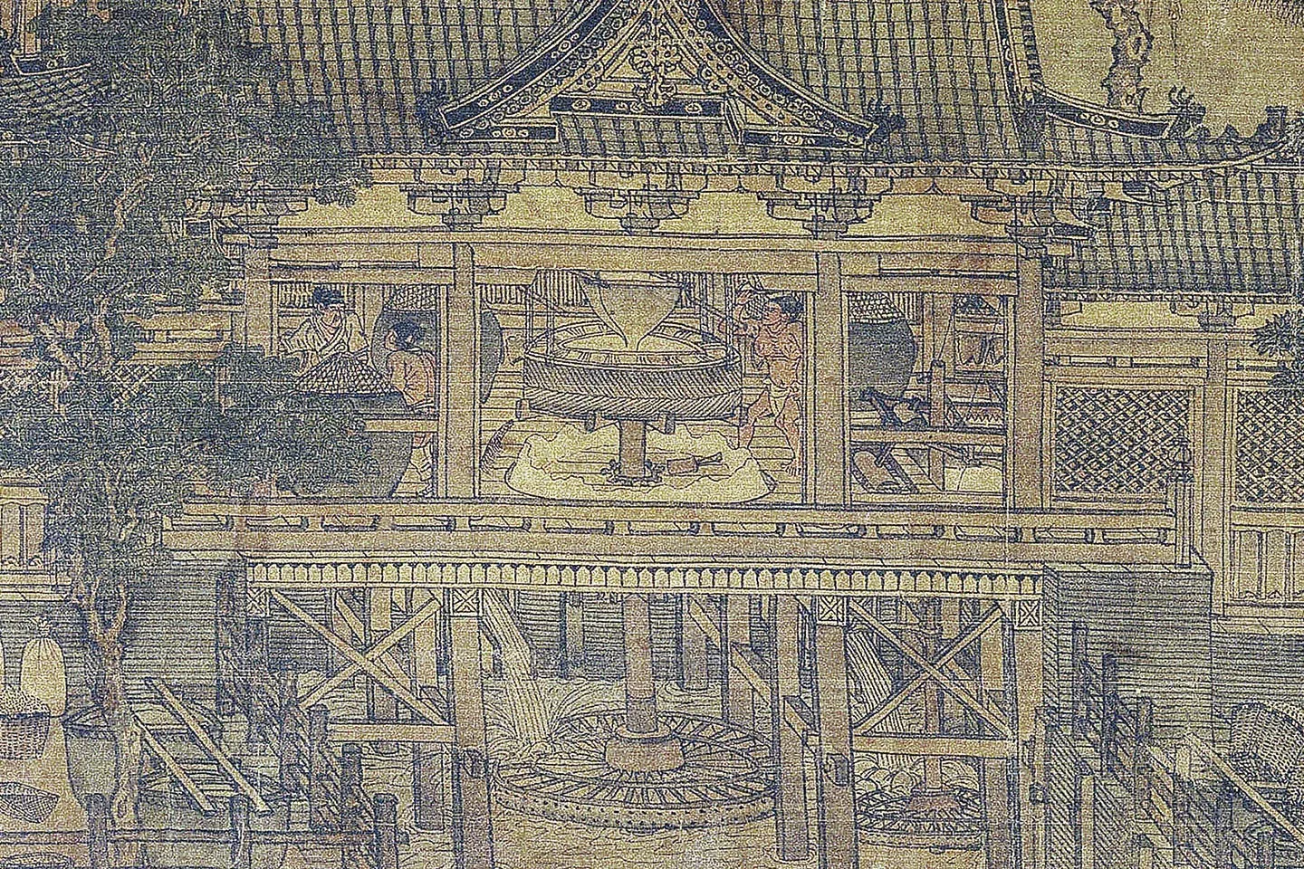 卫贤《闸口盘车图》局部 (1)