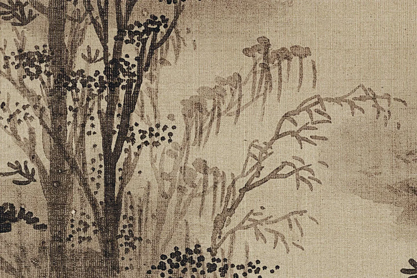 陈继儒山水画《云山幽趣图》高清大图局部 (3)