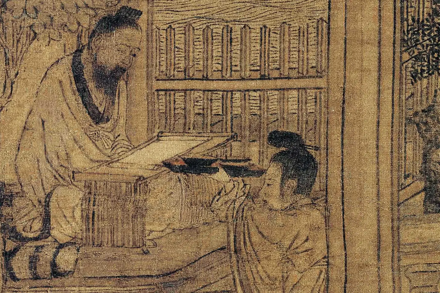 卫贤《高士图(梁伯鸾图)》高清大图局部 (1)