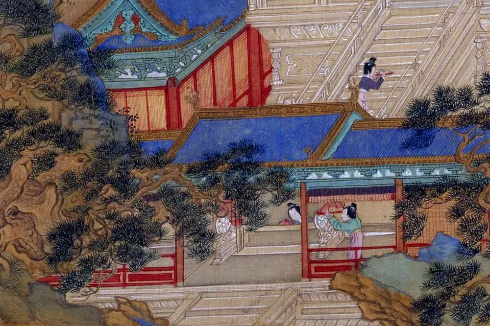 仇英工笔重彩画《人物故事图》局部 (29)