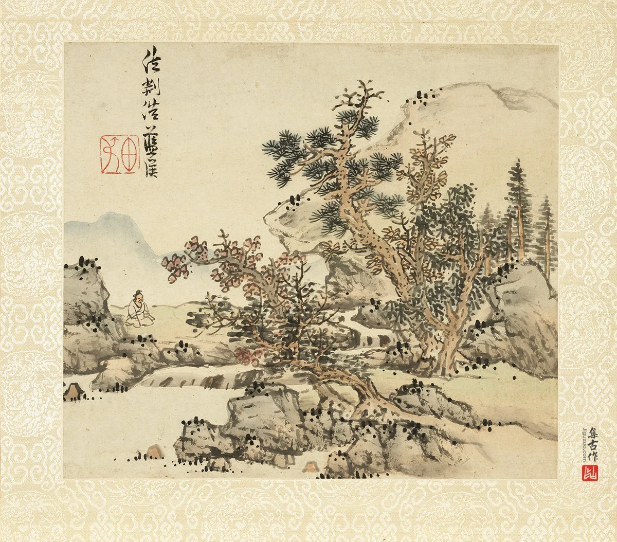 蓝瑛临荆浩山水画法
